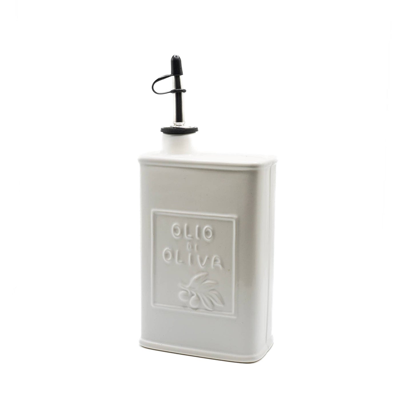 White Ceramic Oil Can, 17 oz
