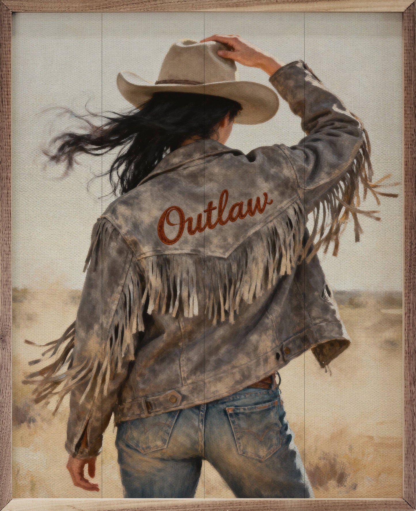 Western Woman Outlaw Plank Art