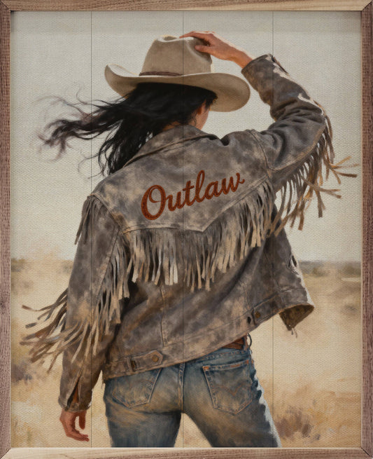 Western Woman Outlaw Plank Art