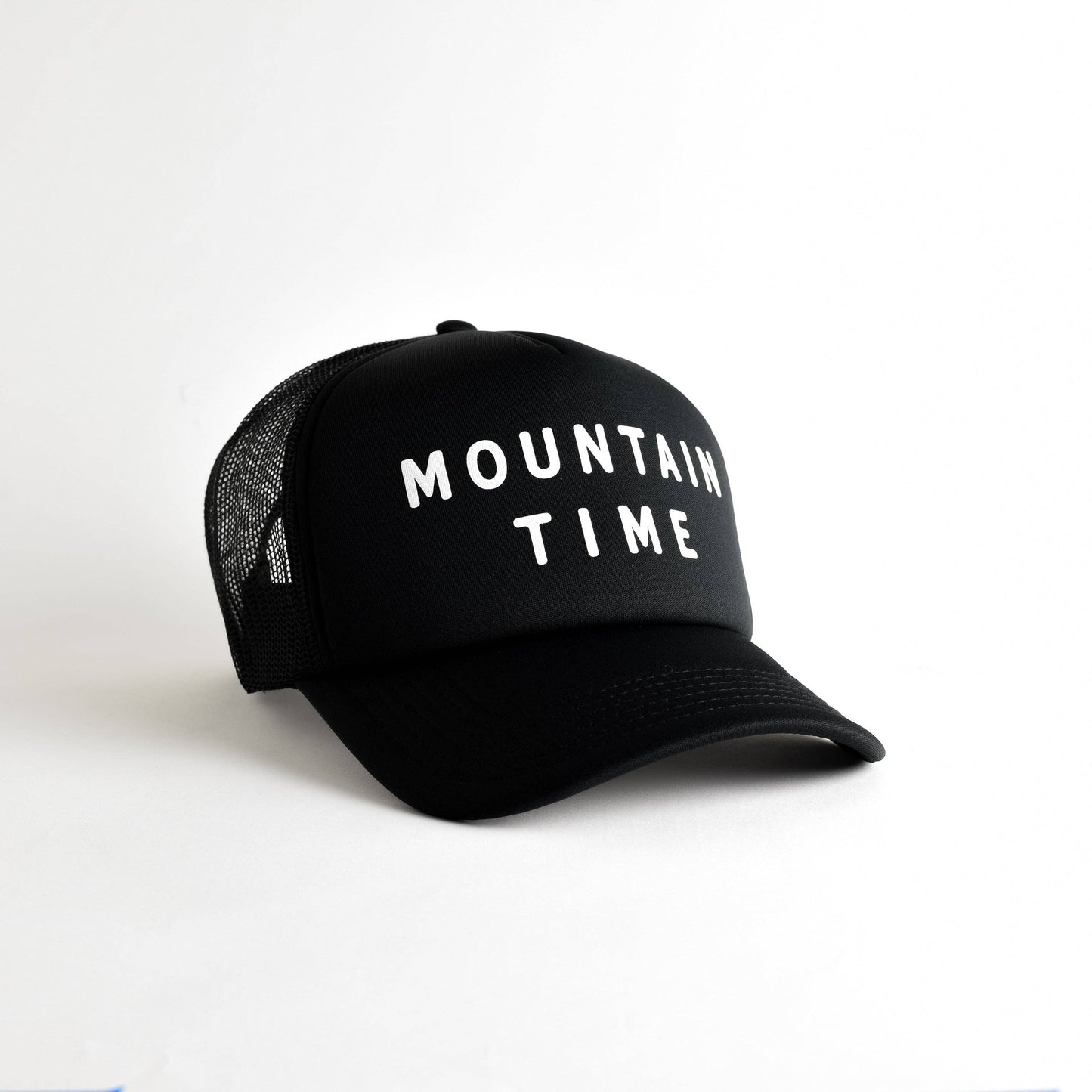 Mountain Time Woman's Recycled Trucker Hat - black