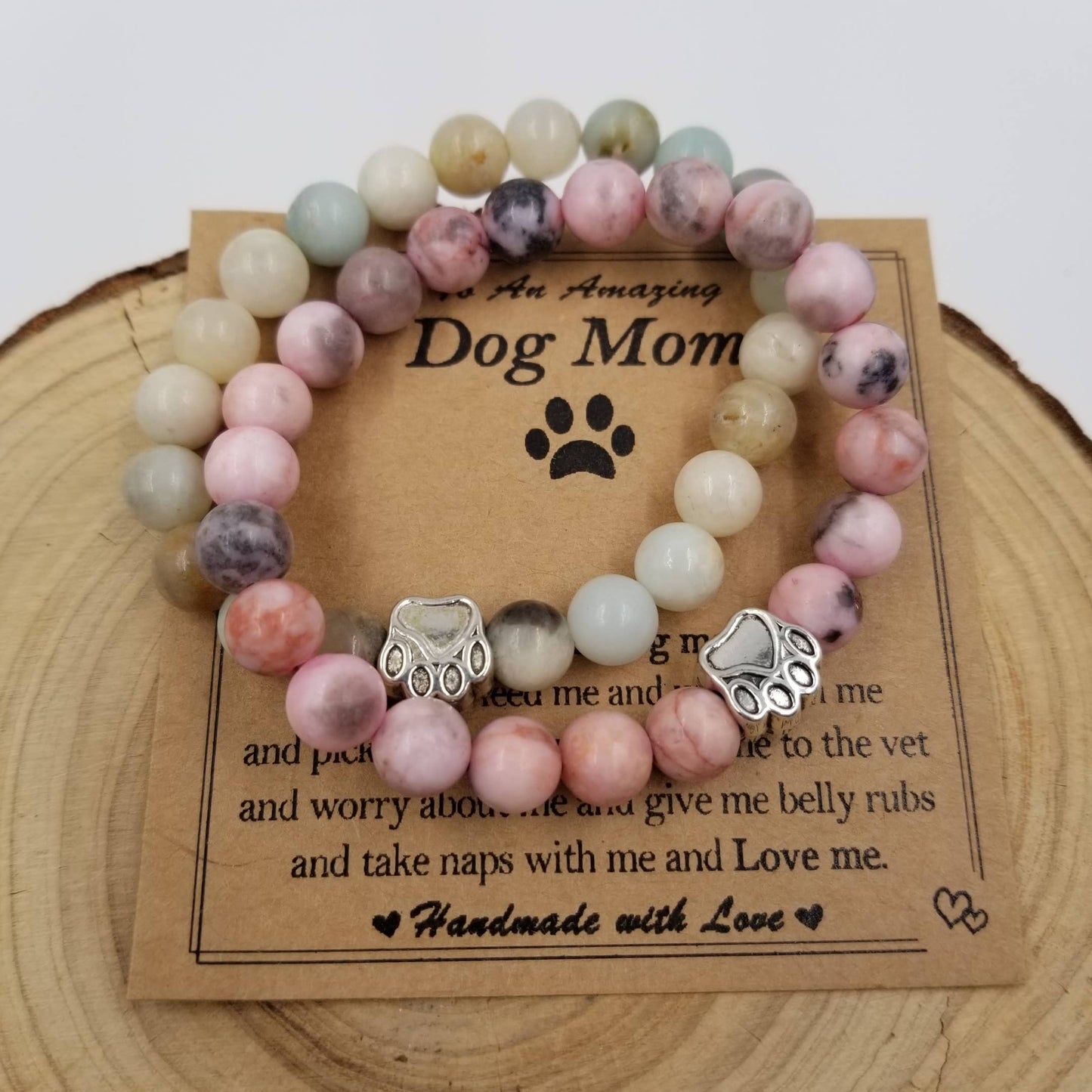 Natural Stone Dog Mom Bracelet
