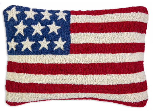 Stars and Stripes  12"x18" Hooked Wool Pillow