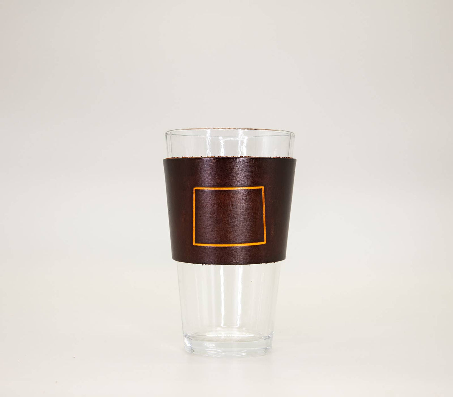 Leather Pint Glass - Wyoming State Outline