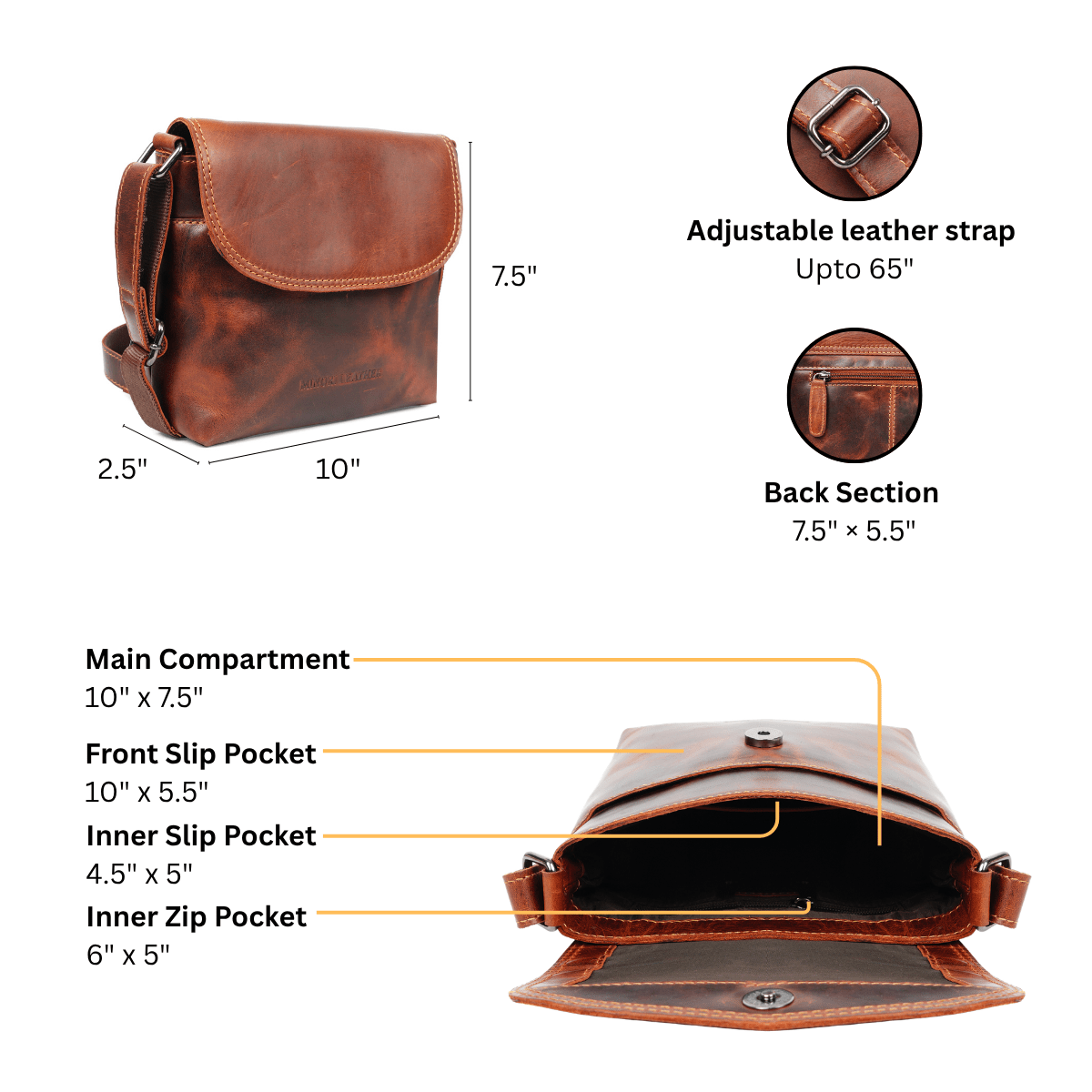 Metro Leather Crossbody Bag in Chestnut