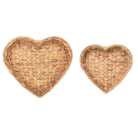 Water Hyacinth Heart Trays Set of 2