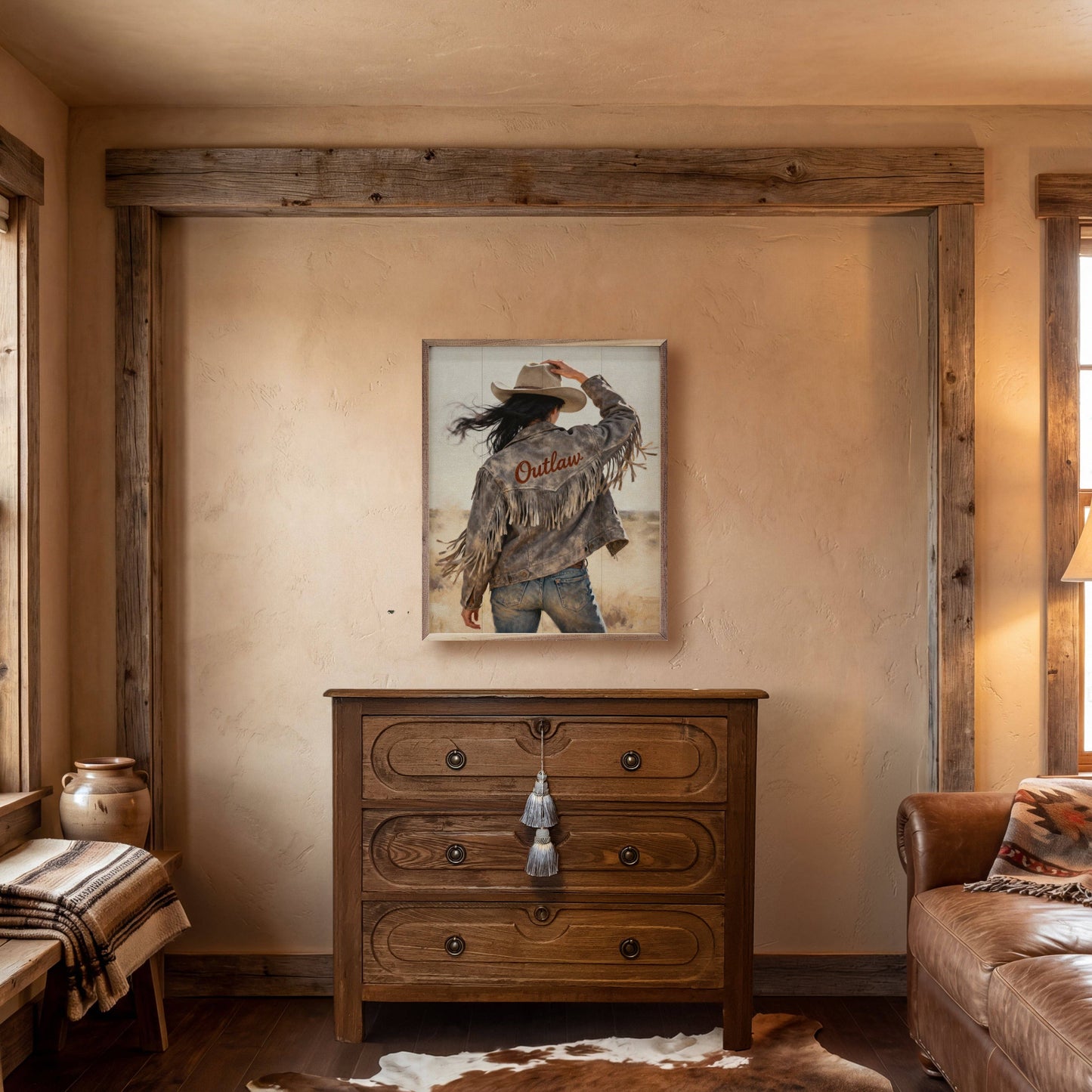 Western Woman Outlaw Plank Art