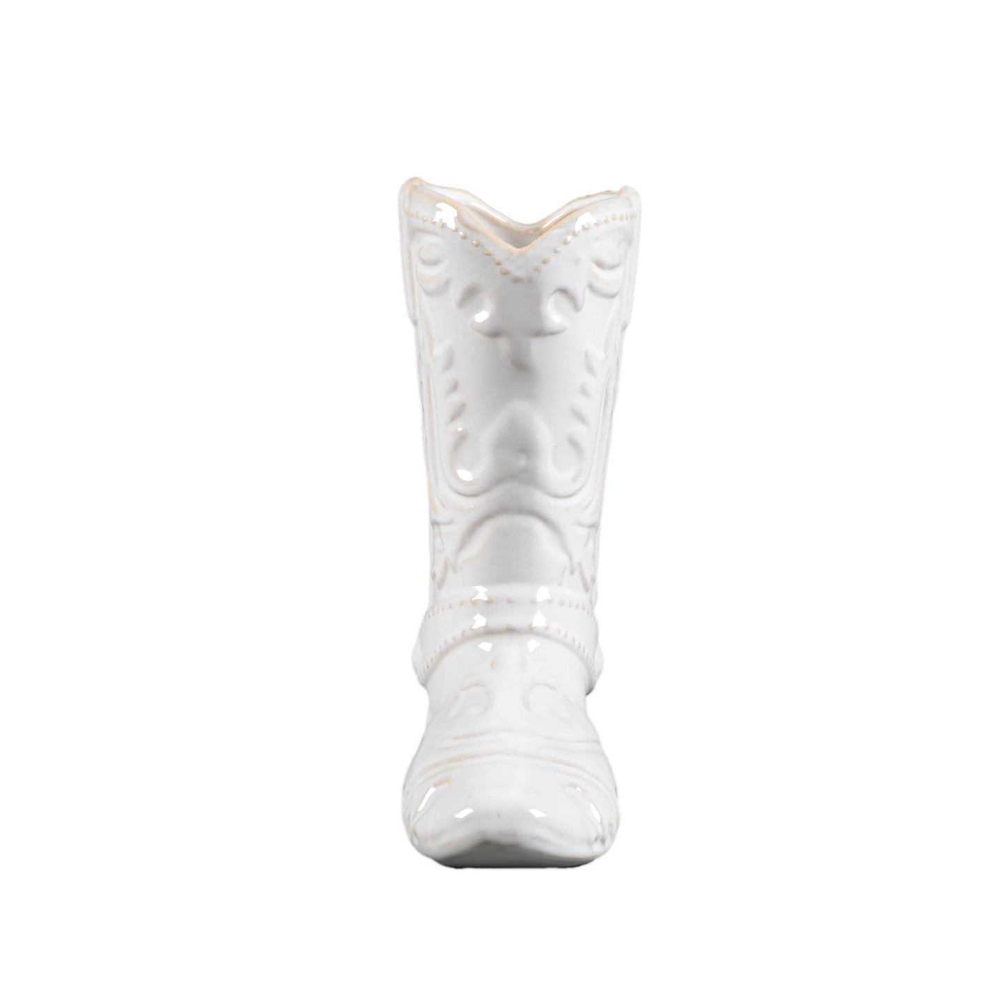 Ivory Cow Girl Boot Vase