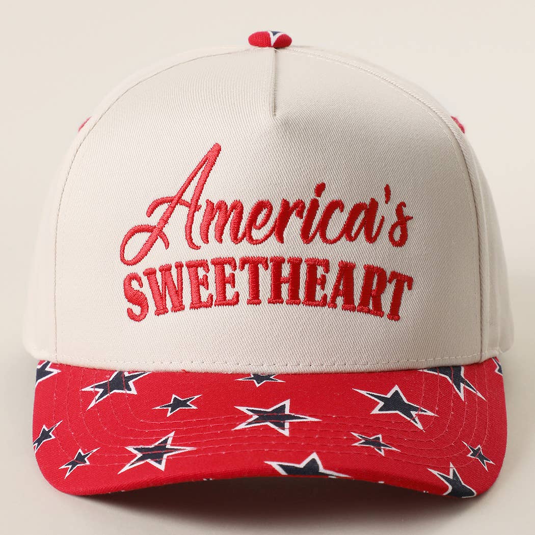 America's Sweetheart Embroidered Star Brim Trucker Hat
