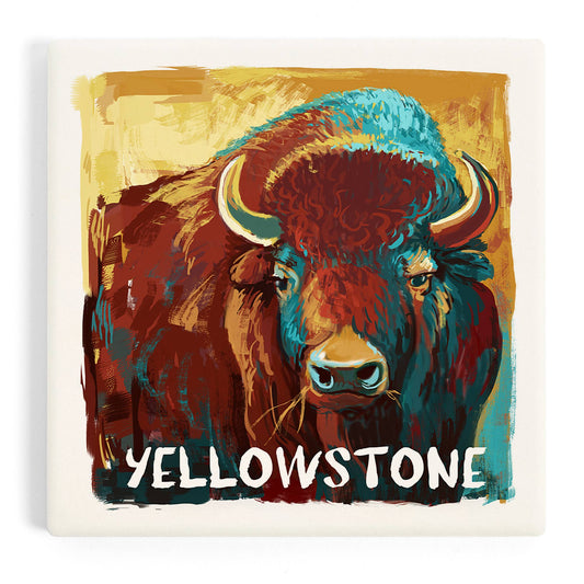 Ceramic Coaster Yellowstone, Wyoming, Bison