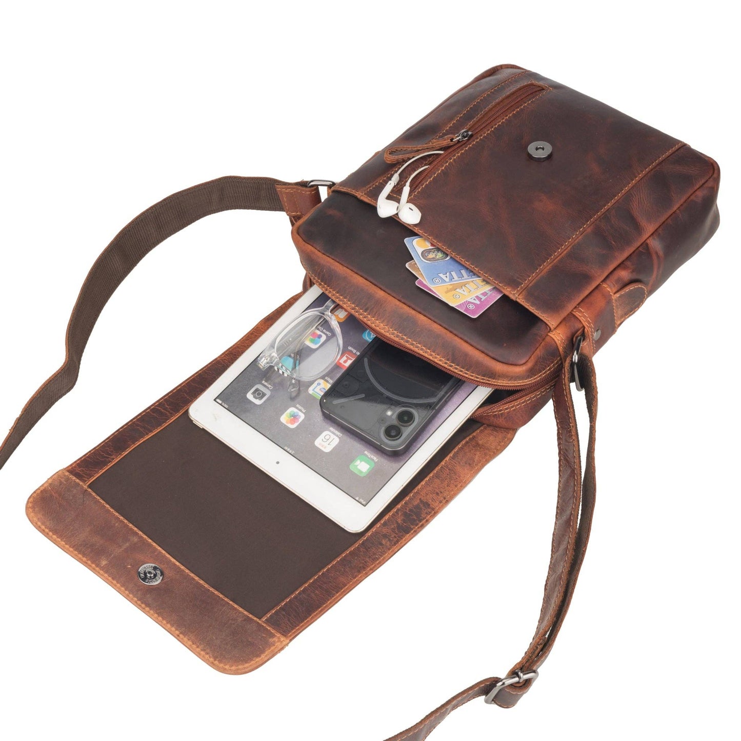 Boulder Leather Crossbody Bag – Chestnut