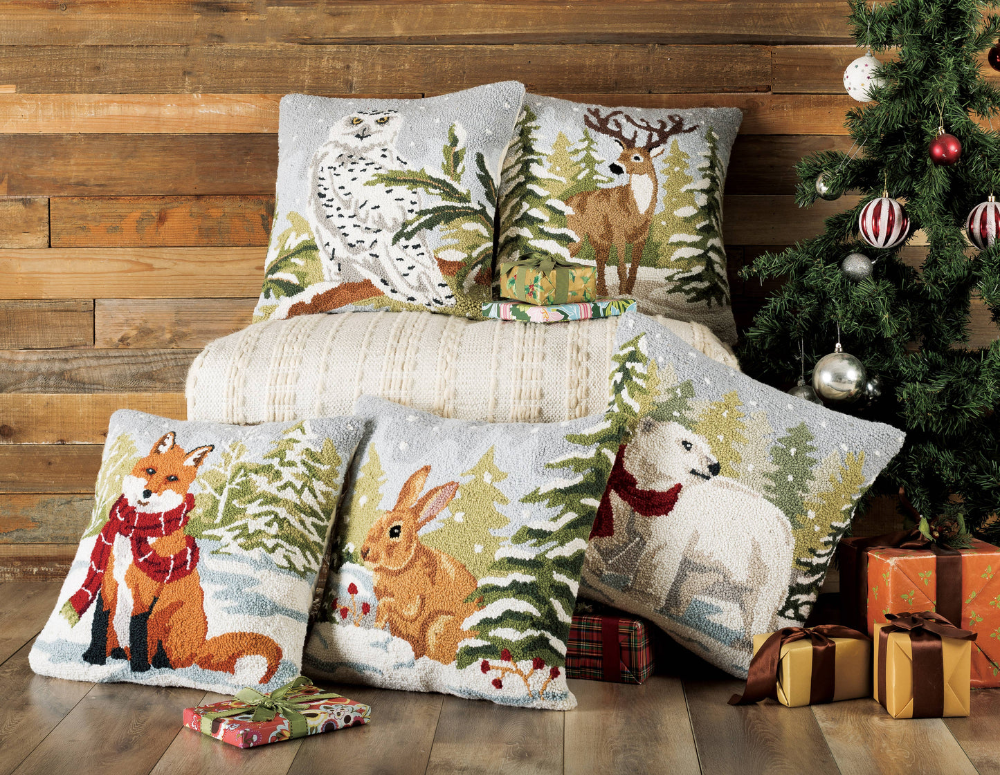 Snowfall Deer Hook Pillow