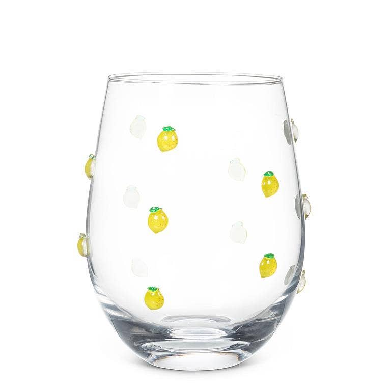 Stemless Wine Glass with Lemons