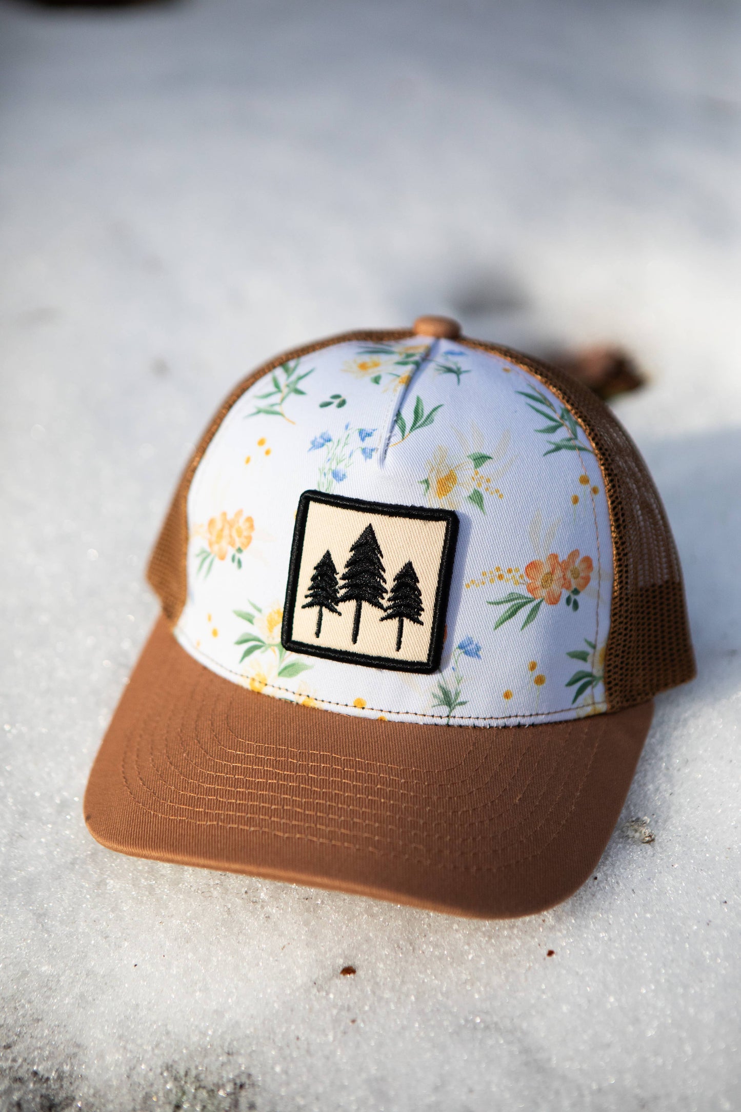 White Floral Kids Trucker