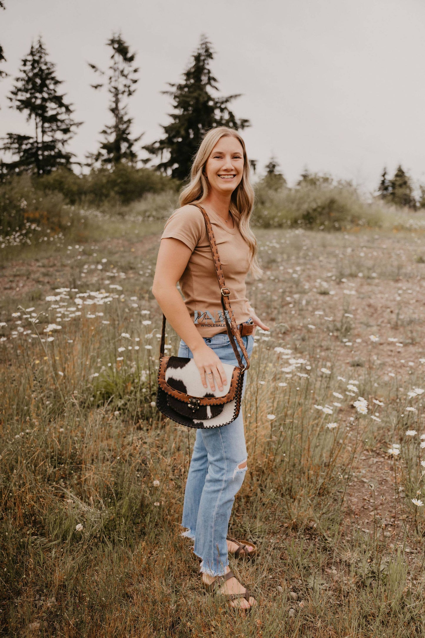 Hand stitched cowhide bag