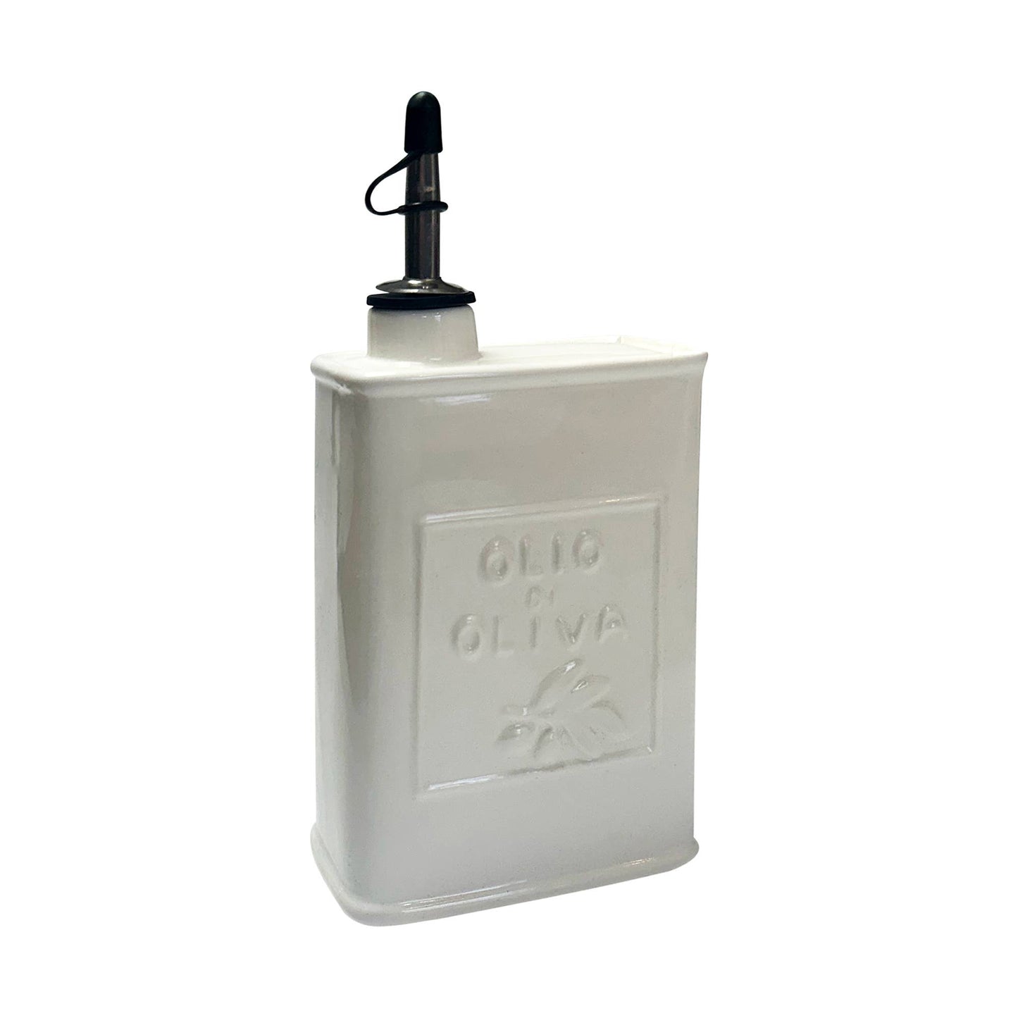 White Ceramic Oil Can, 17 oz