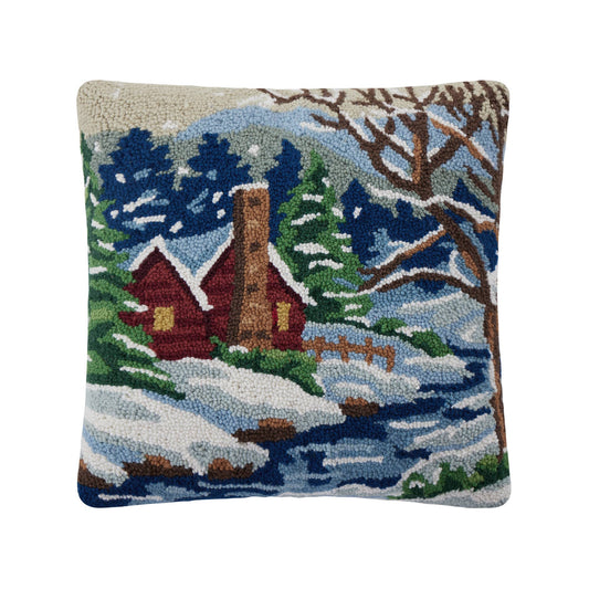 Snowy Cabin Hook Pillow