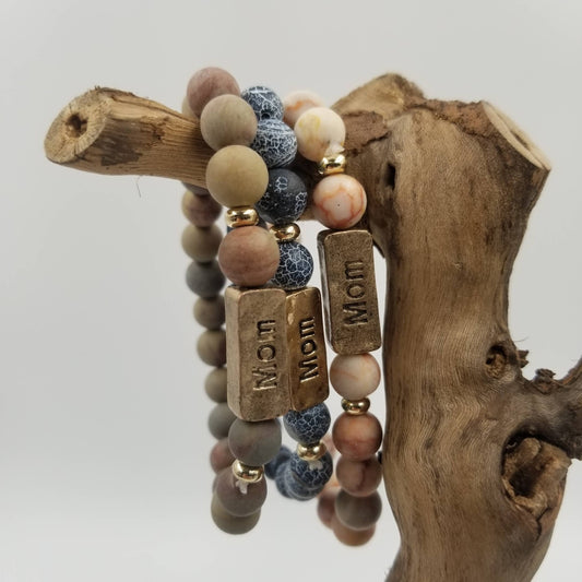 Stone Bracelet With MOM Label
