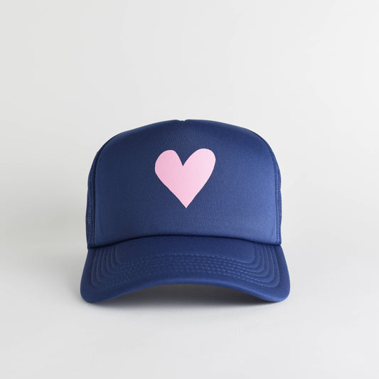 Heart Recycled Woman's Trucker Hat - cobalt blue