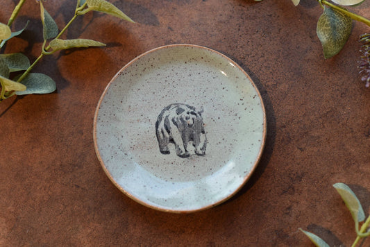 Mini stoneware pottery Plate - Bear