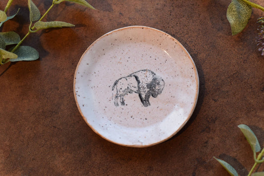 Mini Stoneware Pottery Plate - Buffalo