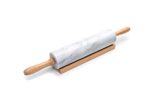 Marble Rolling Pin and Base, White