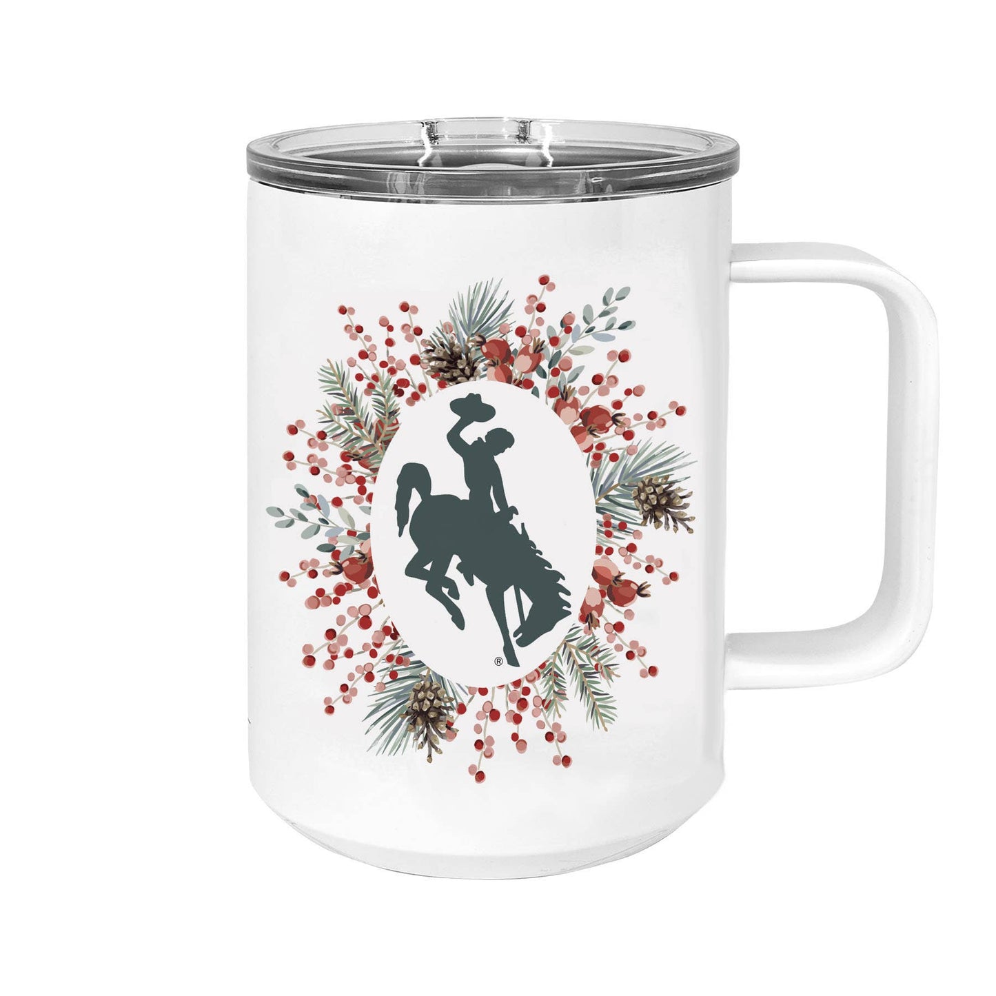 Wyoming Steamboat Pip Berry Wreath 13oz Travel Mug