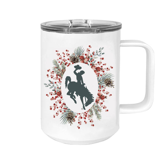 Wyoming Steamboat Pip Berry Wreath 13oz Travel Mug