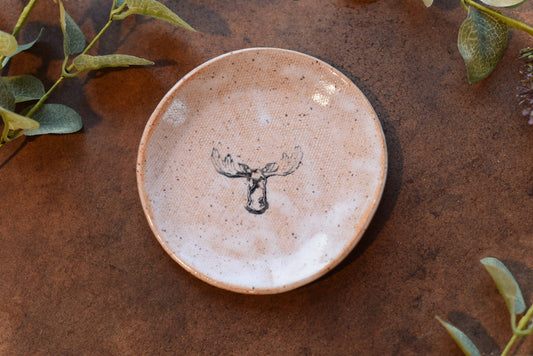 Mini Stoneware Pottery Plate - Moose